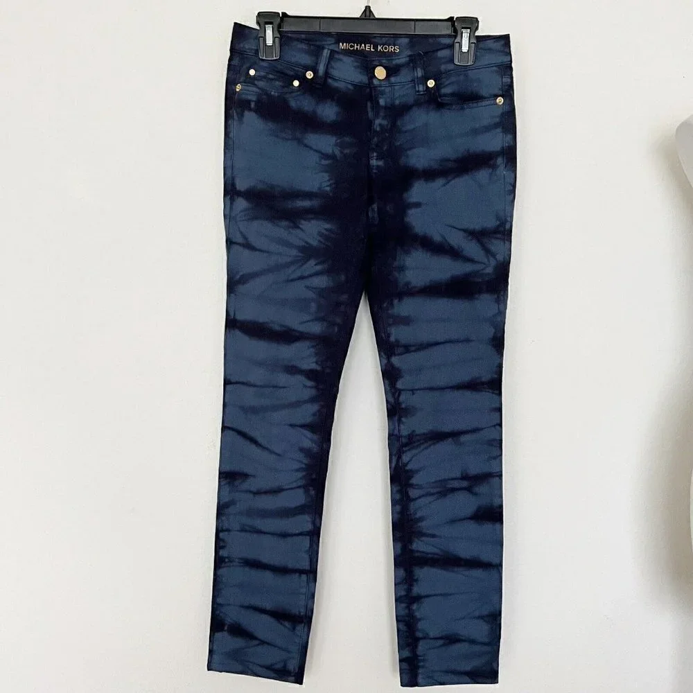 NEW Michael Kors Skinny Jeans Size 0 tie dye Blue RETRO Y2K